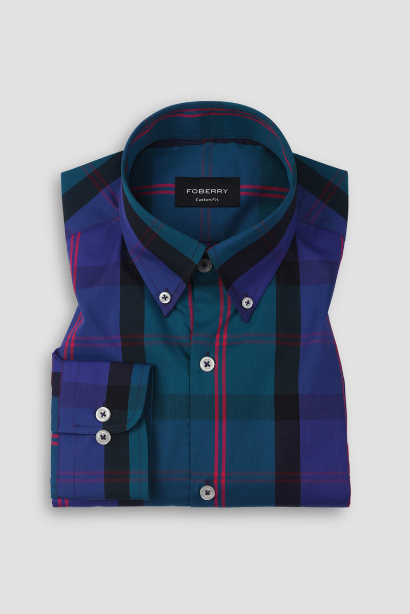 Purple & Blue Plaid Shirt