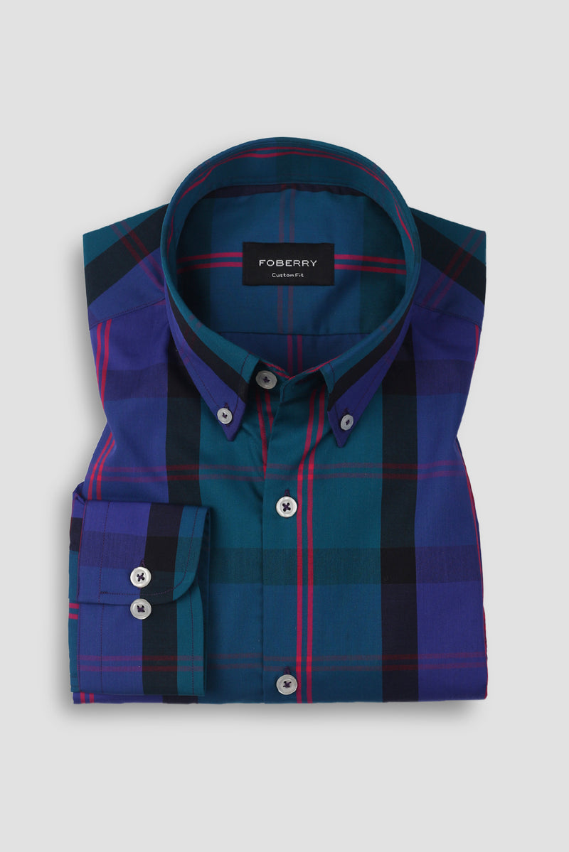 Purple & Blue Plaid Shirt
