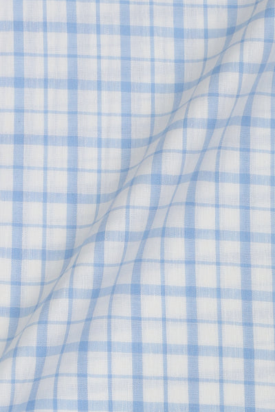 Sky Blue Tartan Linen