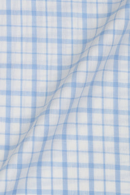 Sky Blue Tartan Linen