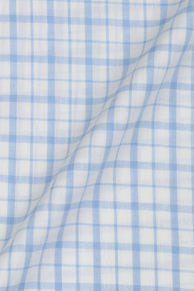 Sky Blue Tartan Linen