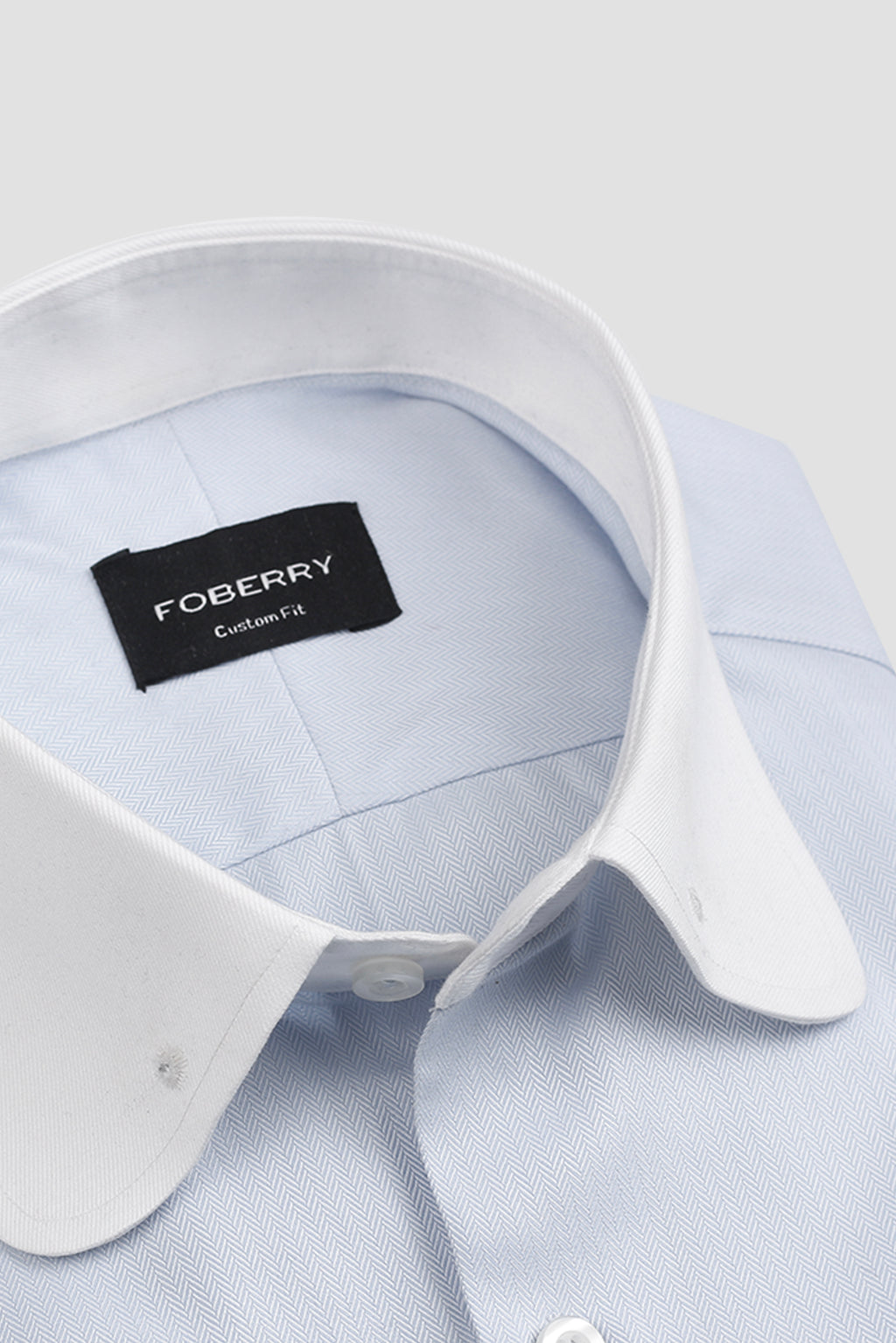 Sky Blue Egyptian Herringbone Pin Collar Shirt