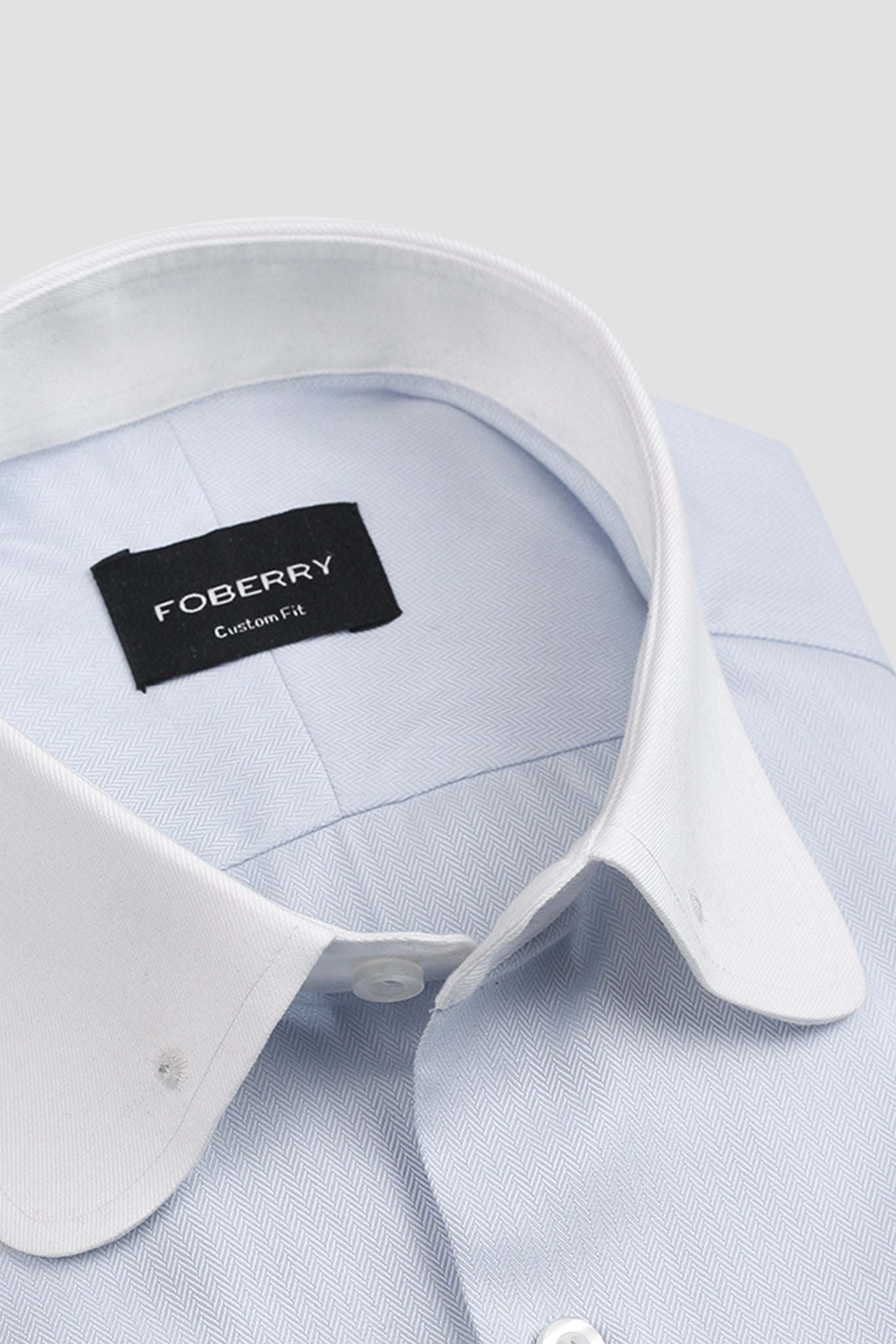 Sky Blue Egyptian Herringbone Pin Collar Shirt