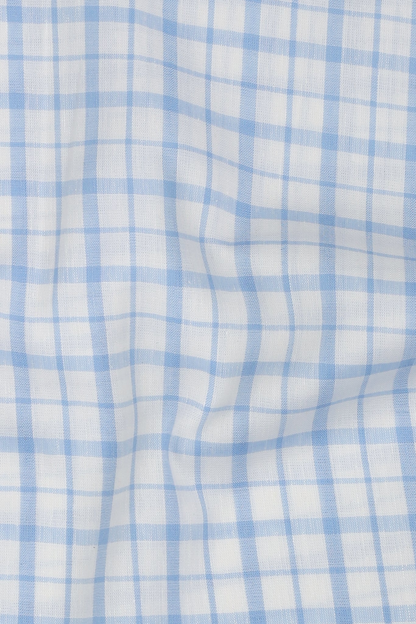 Sky Blue Tartan Linen