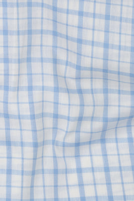 Sky Blue Tartan Linen