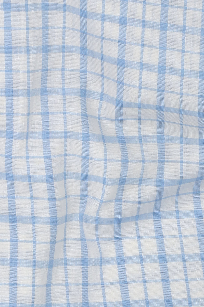 Sky Blue Tartan Linen