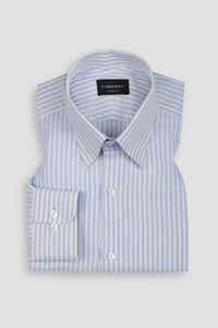 Powder Blue Linen Candy Stripes Shirt