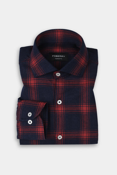 Soft Denim Blue Tartan Winter Flannel Shirt