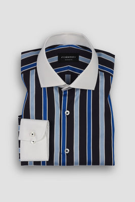 Blue & Black Regimental Stripes Shirt