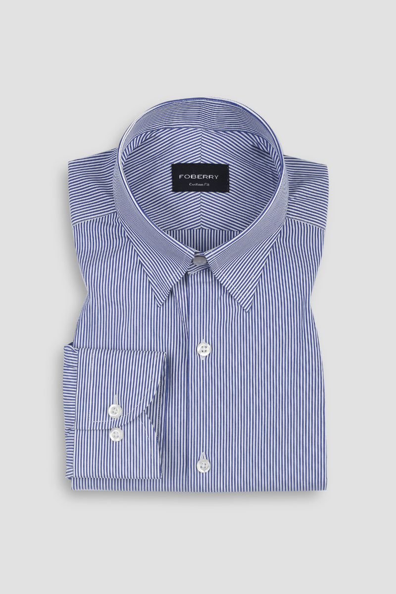 Soft Ink Blue Pencil Striped Shirt