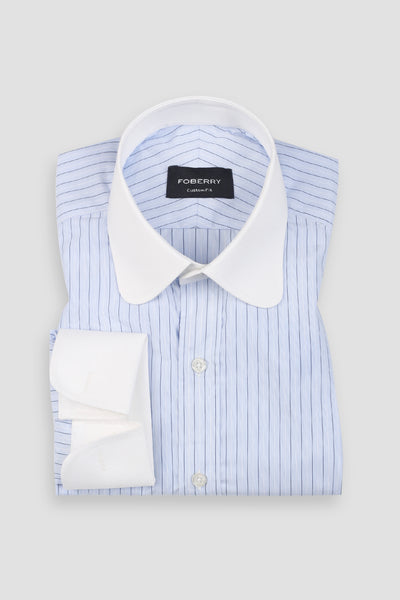 Sky Blue & Black Hairline Striped Shirt