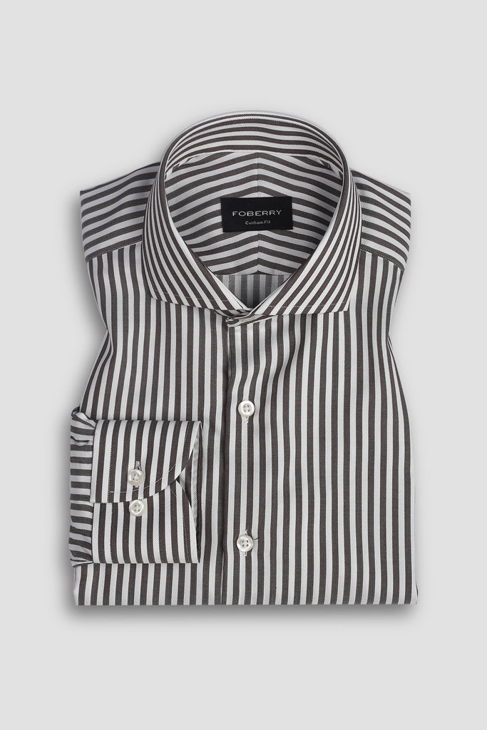 Charcoal Bengal Structured Stripes Shirt