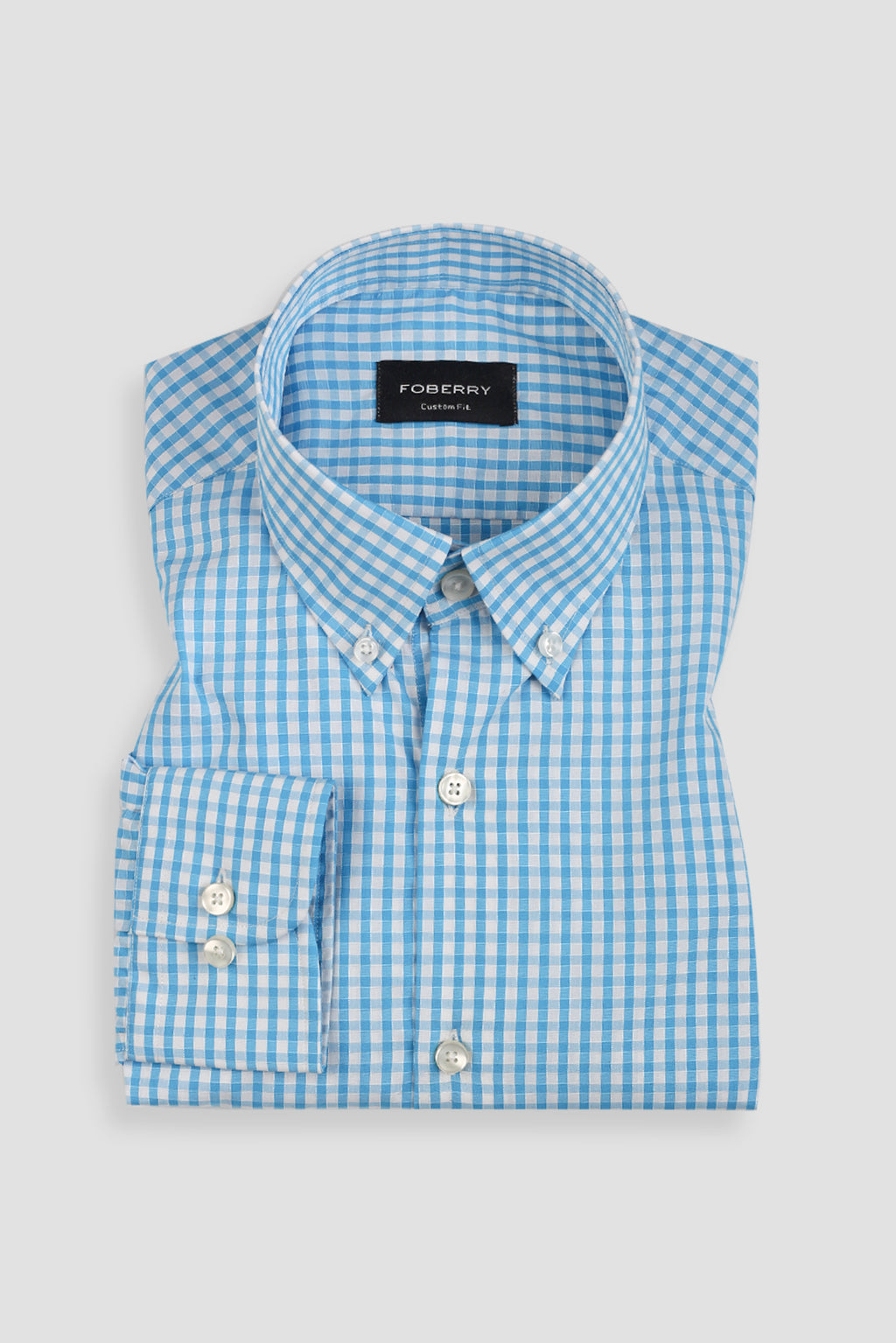 Soft Turquoise Blue Gingham Shirt