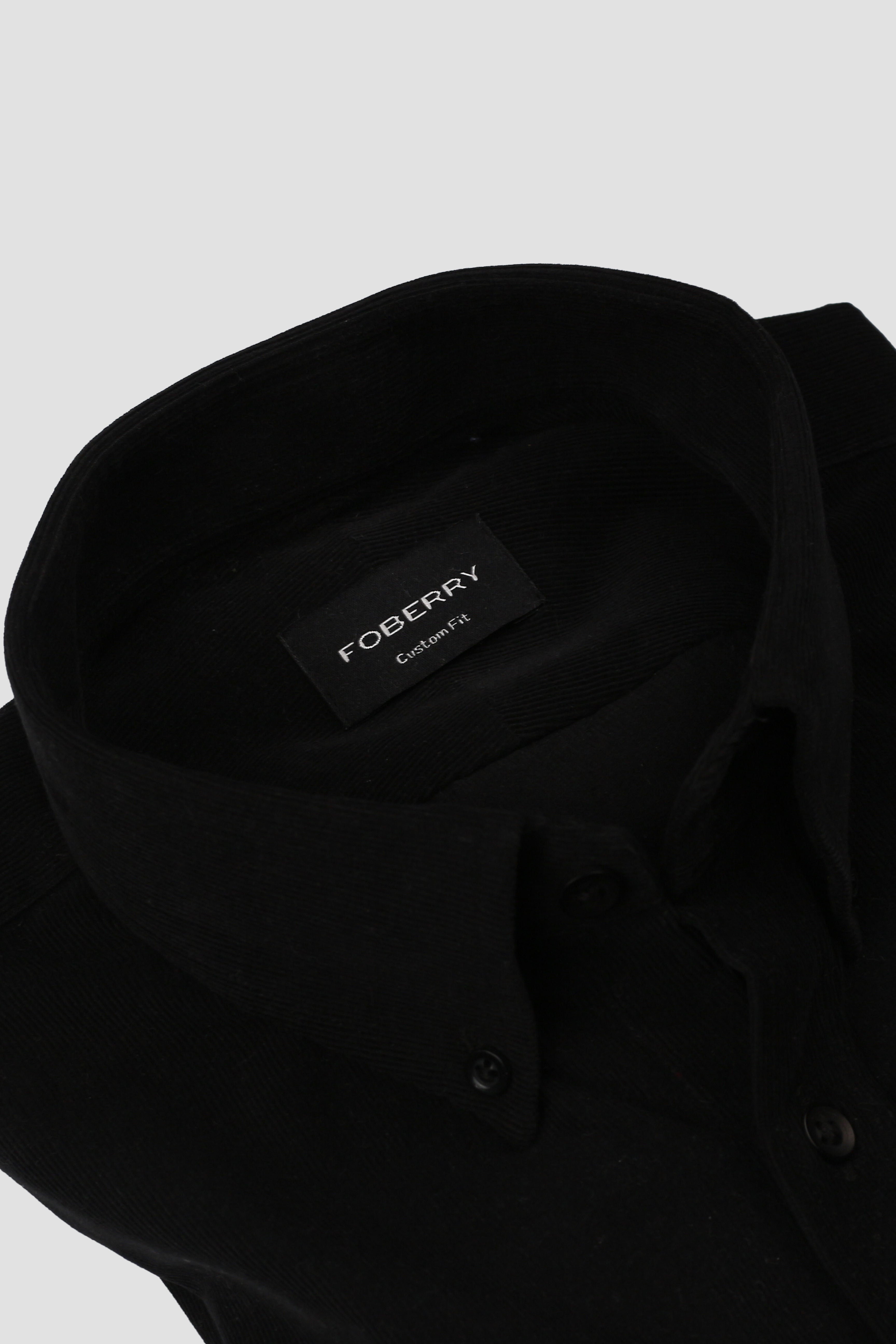 Jet Black Corduroy Shirt - Foberry Pakistan