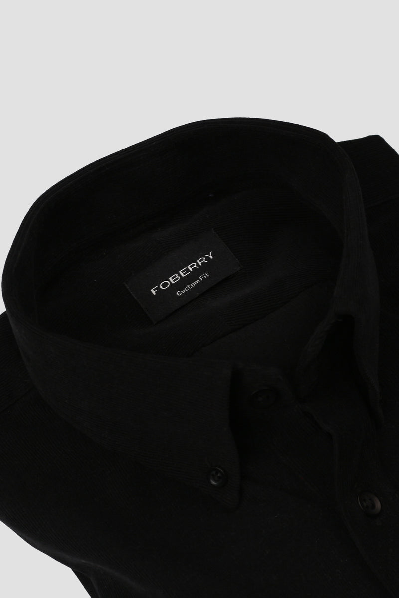 Jet Black Corduroy Shirt - Foberry Pakistan