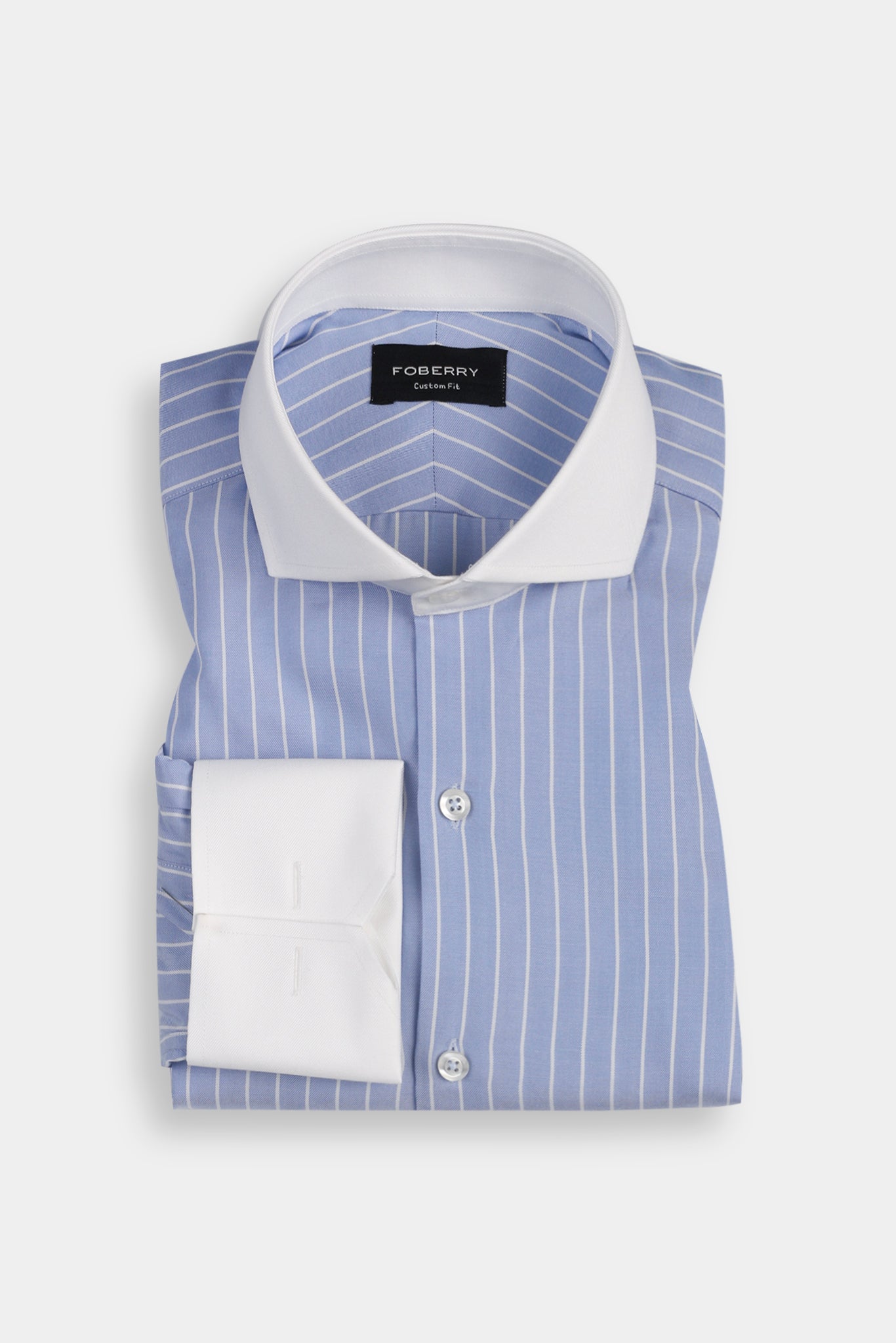 Sky Blue With White Pencil Stripes Shirt