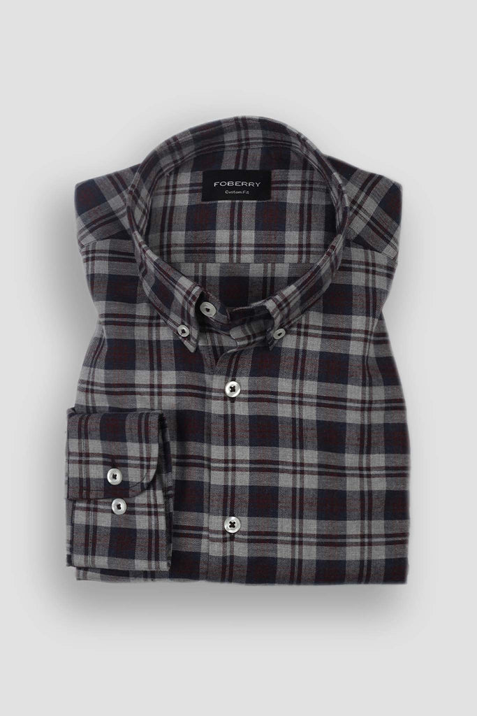 Soft Burnt Burgundy Tartan Winter Flannel Shirt