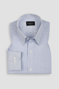 Powder Blue Linen Candy Stripes Shirt