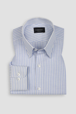 Powder Blue Linen Candy Stripes Shirt
