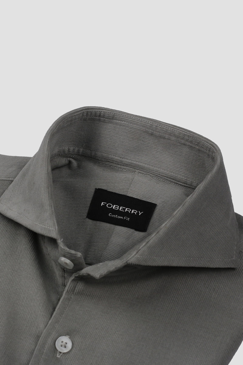 Greenish Grey Corduroy Shirt - Foberry Pakistan