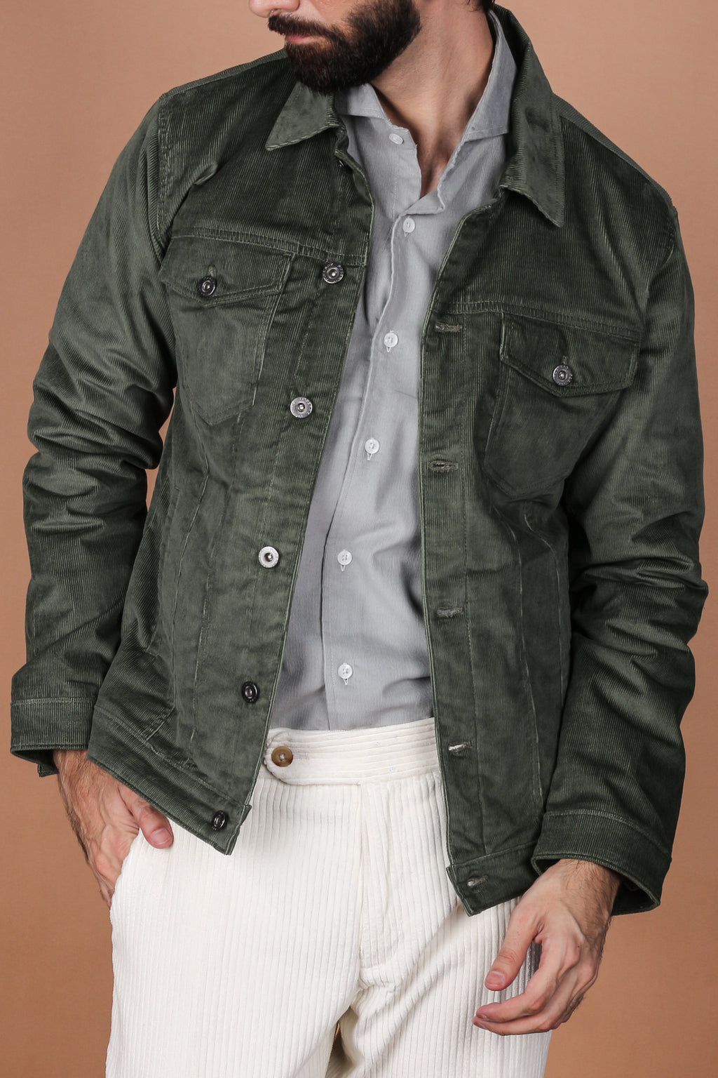 Hunter Green Corduroy Jacket - Foberry Pakistan