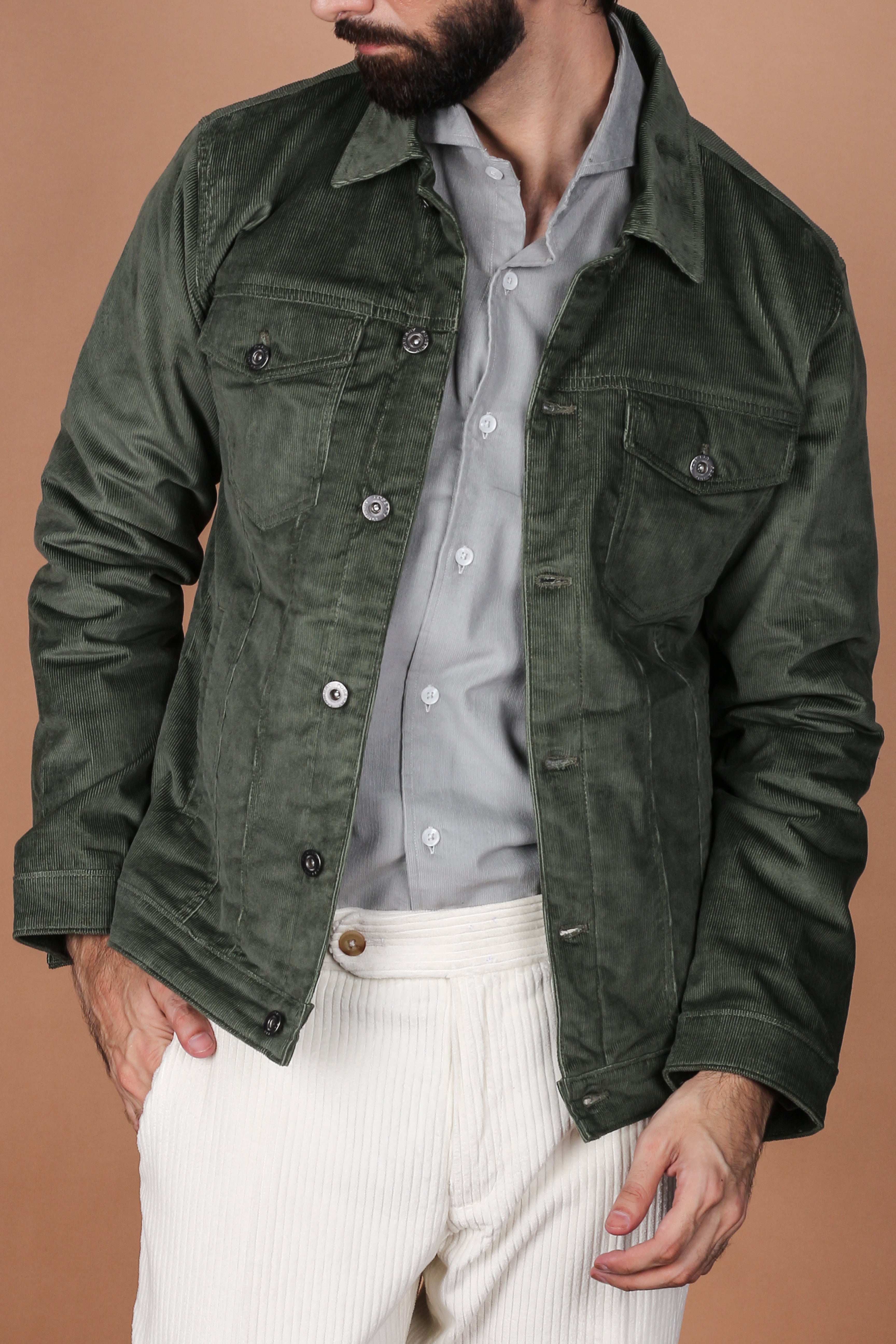 Hunter Green Corduroy Jacket - Foberry Pakistan