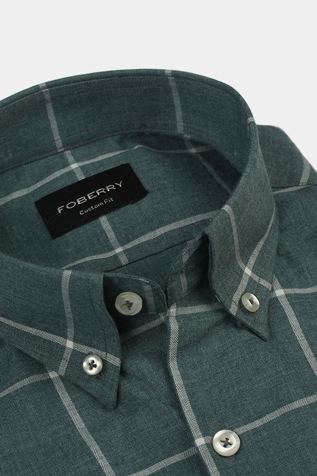 Soft Persian Green Brushed Windowpane Shirt
