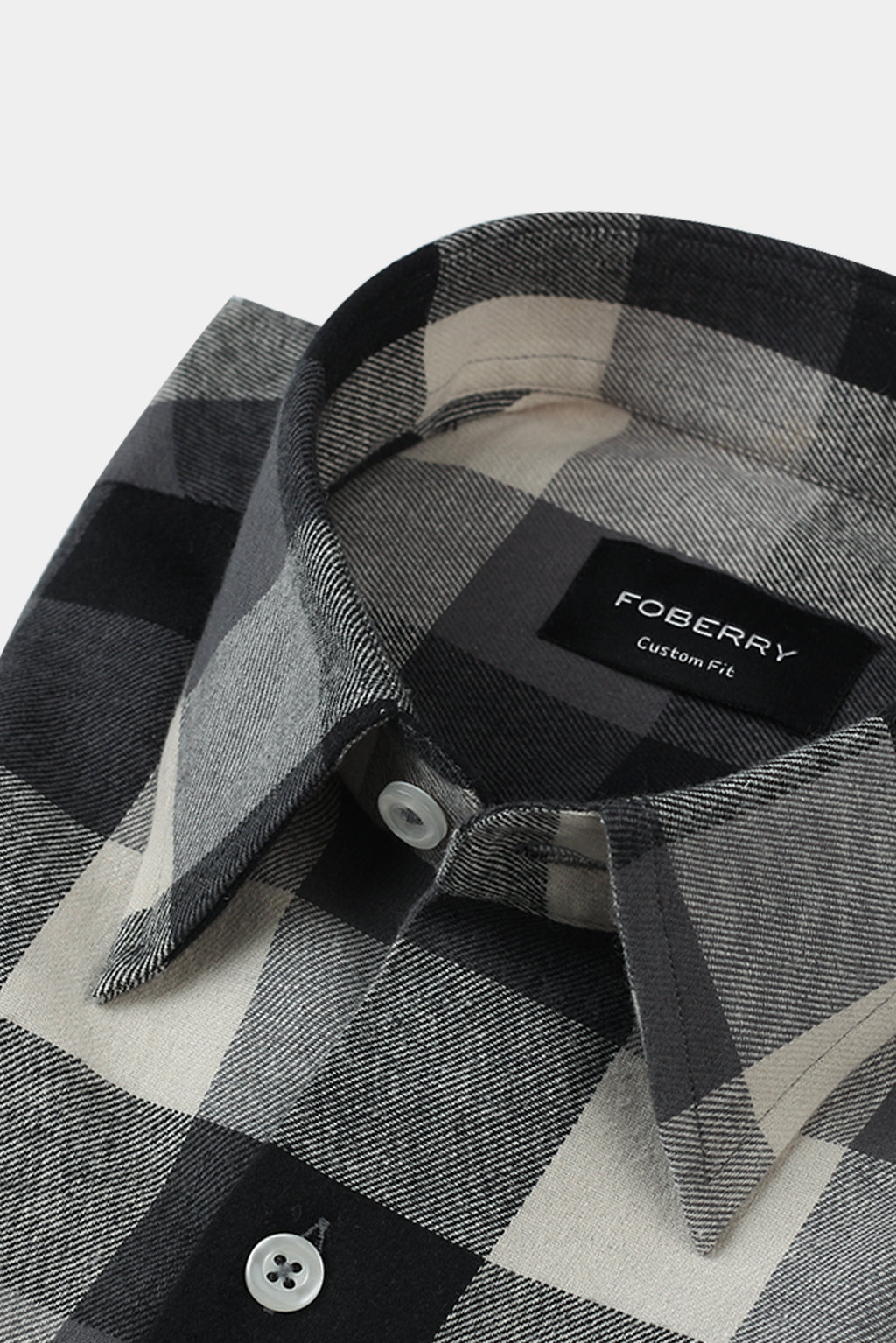 Soft Black & White Windowpane Winter Flannel Shirt