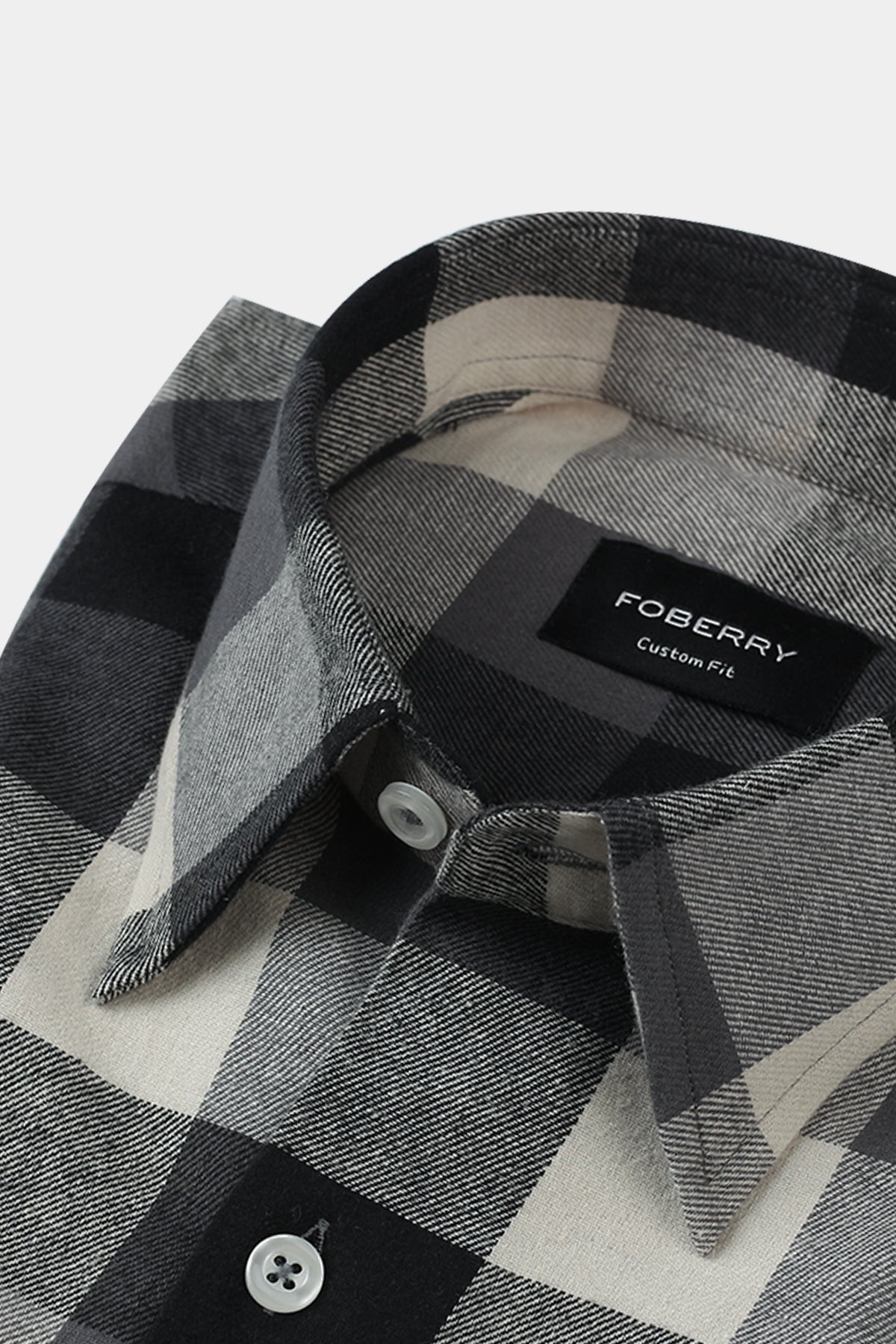 Soft Black & White Windowpane Winter Flannel Shirt