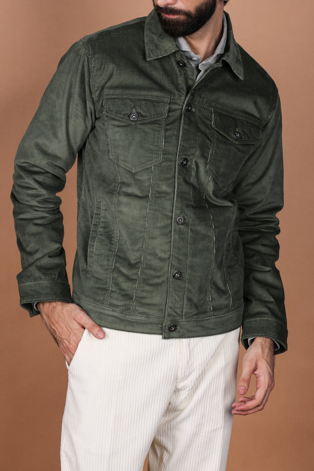 Hunter Green Corduroy Jacket - Foberry Pakistan