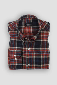 Blue Orange Madras Winter Flannel Shirt