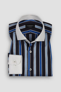 Blue & Black Regimental Stripes Shirt