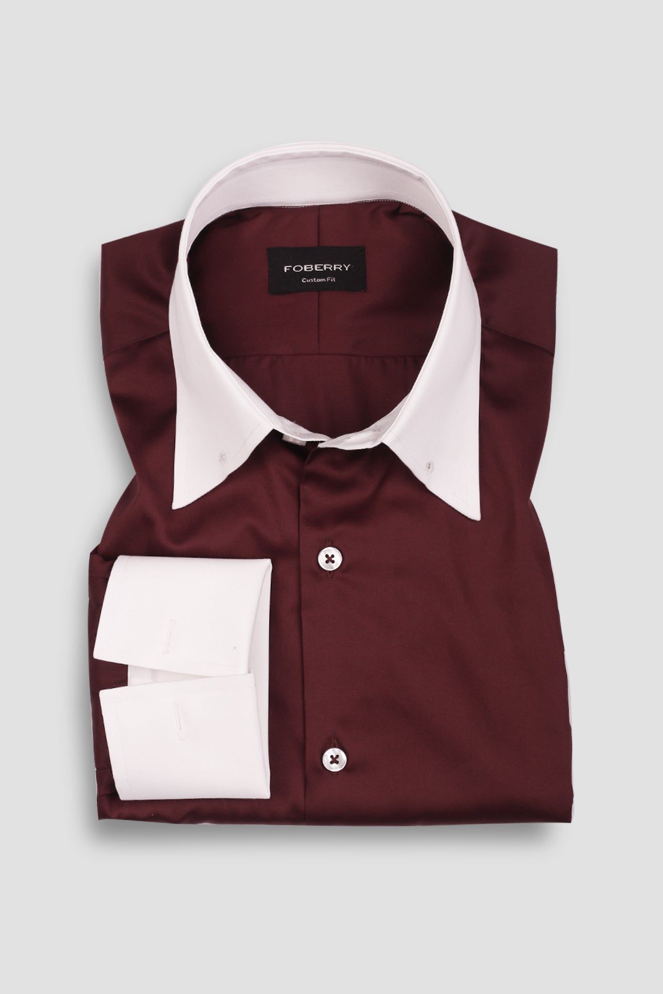 Soft Maroon Egyptian Poplin Pin Collar Shirt