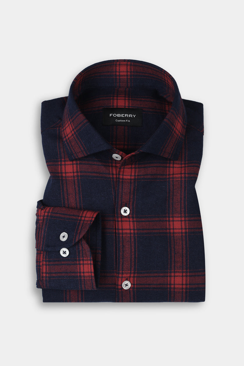 Soft Denim Blue Tartan Winter Flannel Shirt