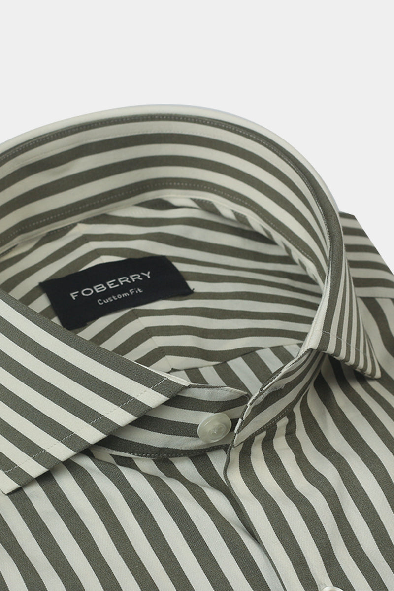 Olive Green Bengal Striped Shirt