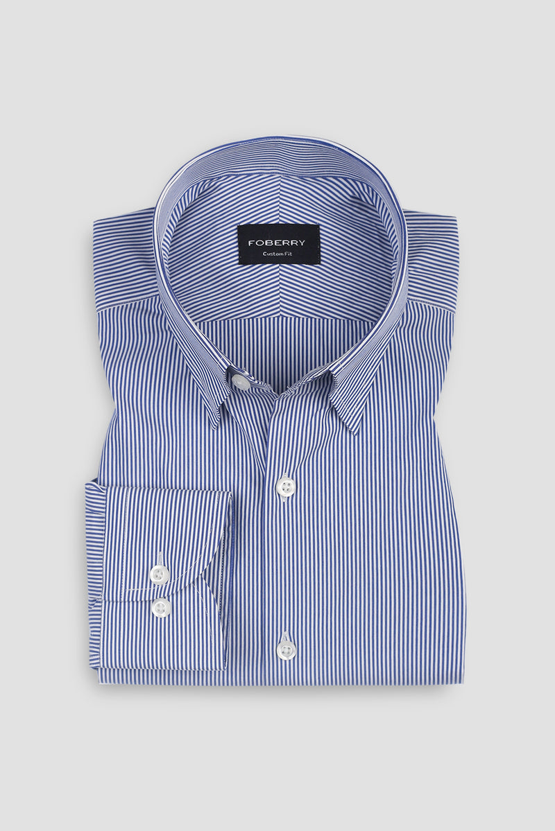 Soft Ink Blue Pencil Striped Shirt
