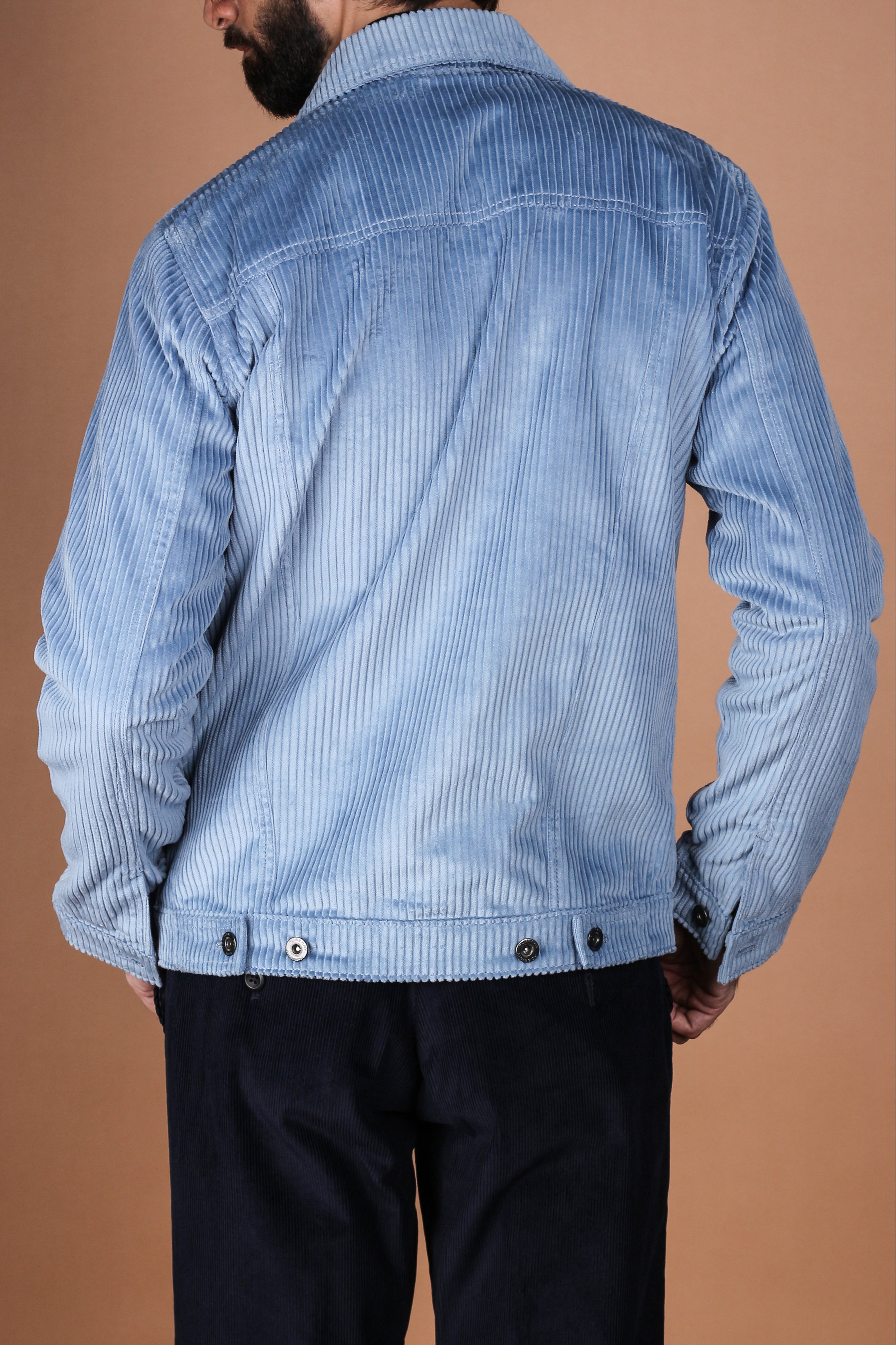 Sky Blue Wide Wale Corduroy Jacket - Foberry Pakistan