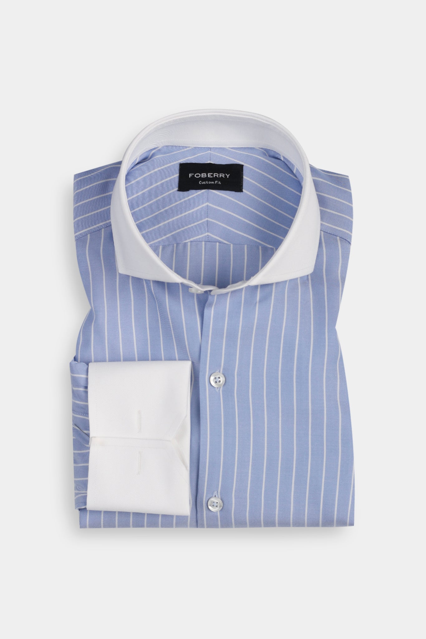 Sky Blue With White Pencil Stripes Shirt