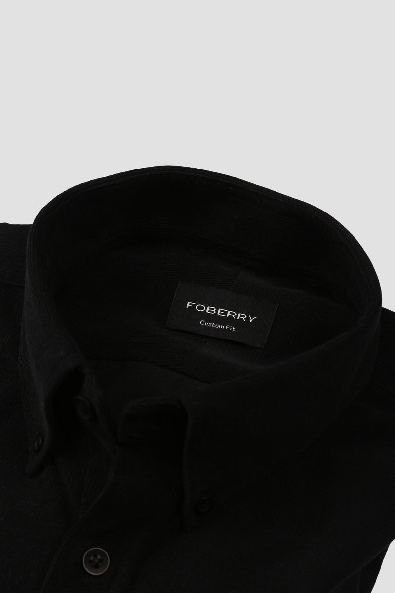 Jet Black Corduroy Shirt - Foberry Pakistan