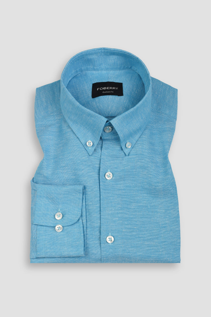 Aqua Blue Linen Shirt