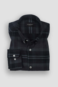 Denim Blue Tartan Winter Flannel Shirt