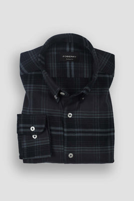 Denim Blue Tartan Winter Flannel Shirt