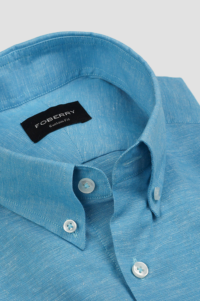 Aqua Blue Linen Shirt