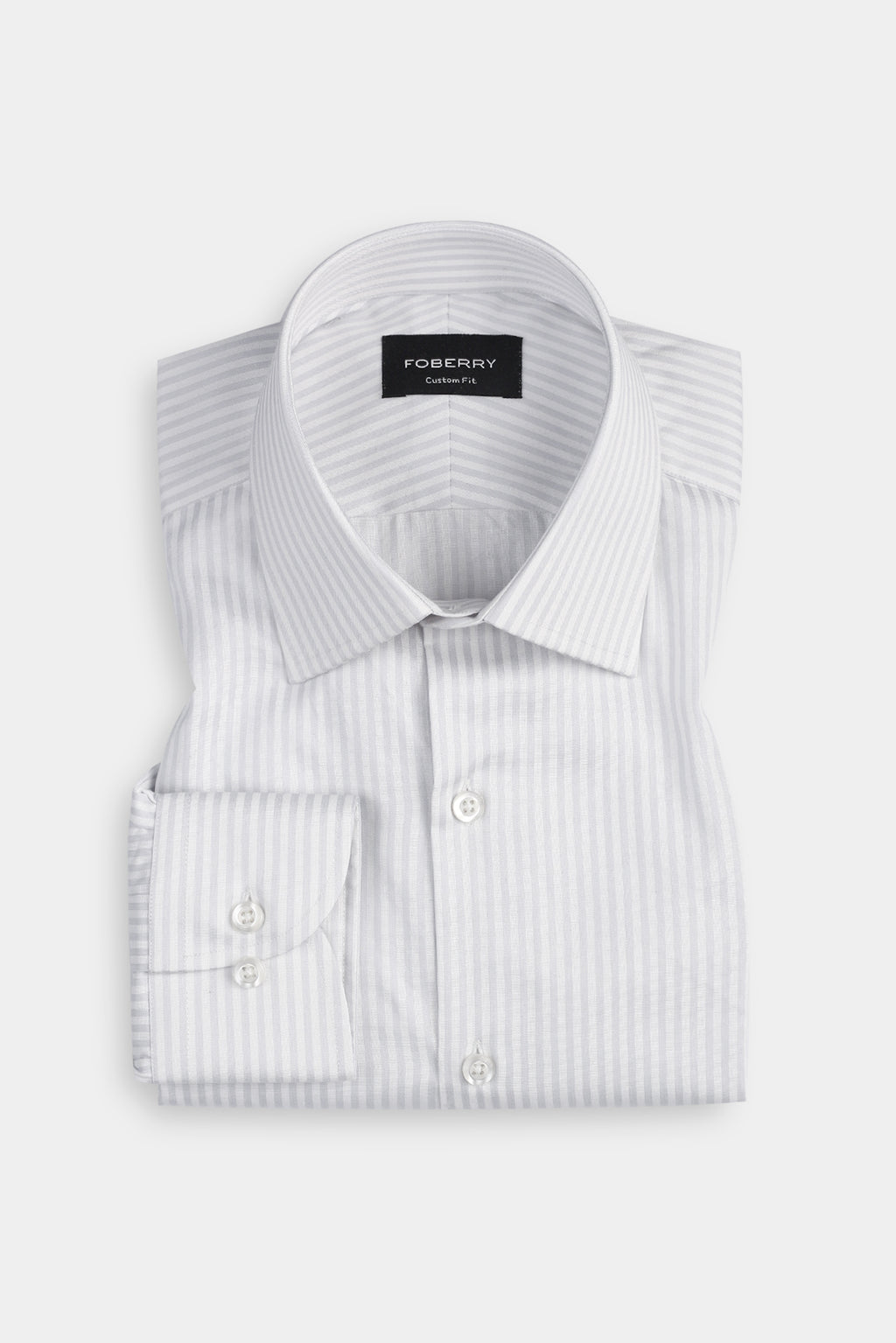 Pastel Grey Bankers Stripes Shirt