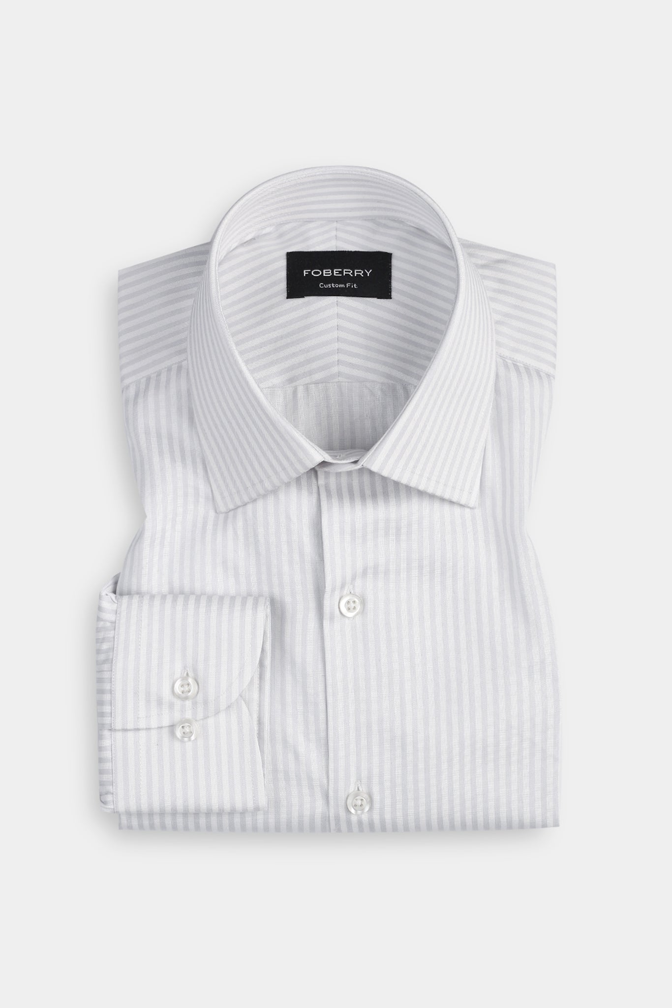 Pastel Grey Bankers Stripes Shirt