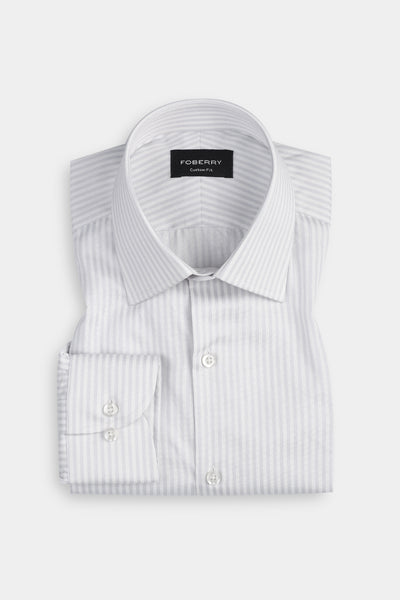 Pastel Grey Bankers Stripes Shirt