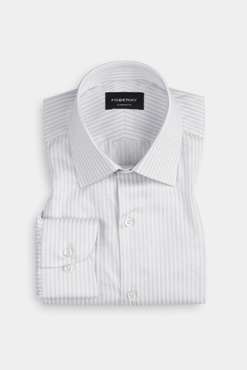 Pastel Grey Bankers Stripes Shirt