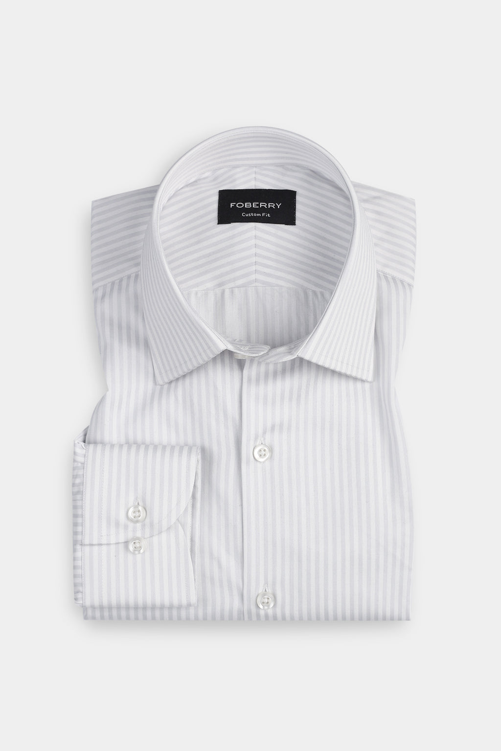 Pastel Grey Bankers Stripes Shirt