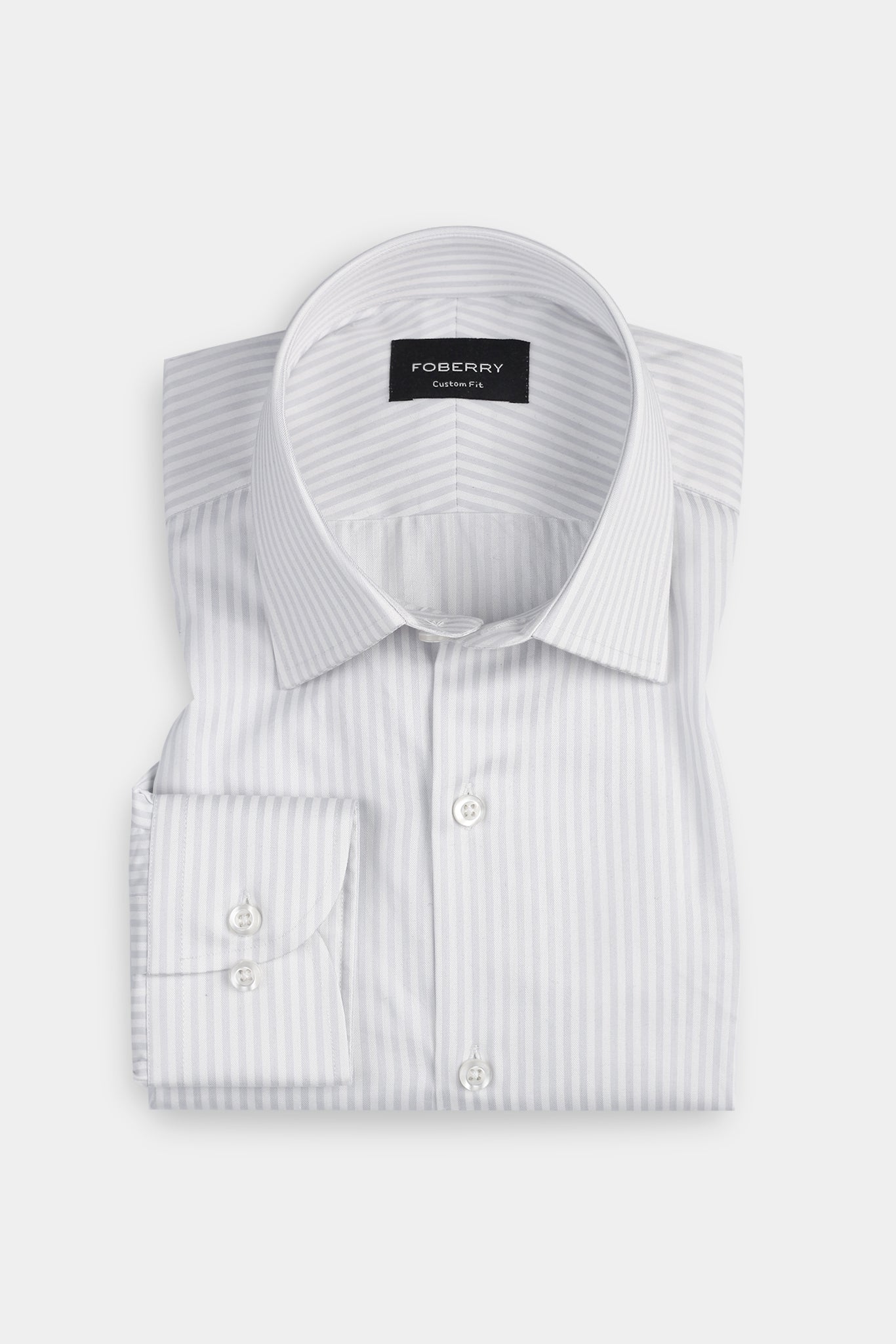 Pastel Grey Bankers Stripes Shirt