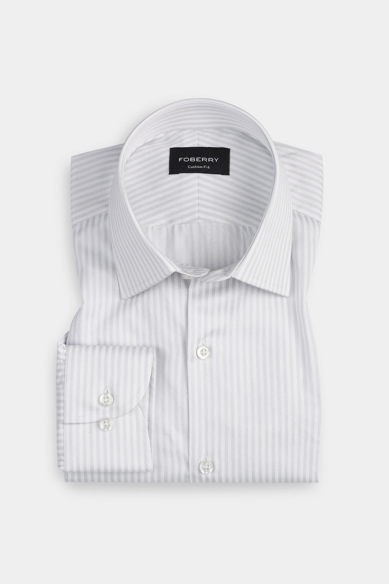 Pastel Grey Bankers Stripes Shirt
